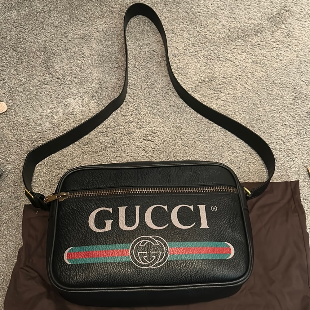 Gucci Pebbled Leather Retro Print bag - Picture 1 of 9